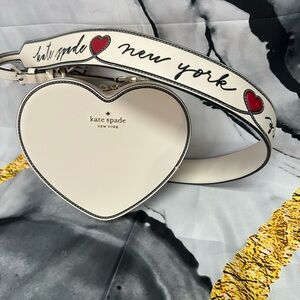 kate spade Cream Heart Crossbody with Script Strap